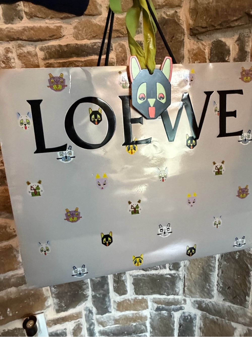 Loewe Light Gray Shopper with Multicolor Future Cat Character Motifs - Picture 10 of 10